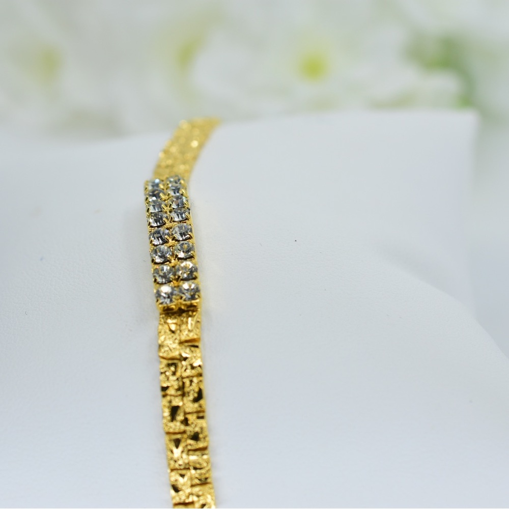 Clear Rhinestone and Goldtone Chain Bracelet